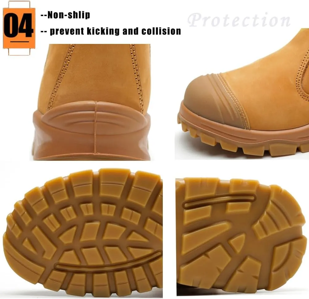6" Men's Steel Toe Work Boots Protective Shoes Industrial Mining Boots Construction Leather Boots Water Oil Resistant Working Shoes Water Oil Resistant Safety Shoes