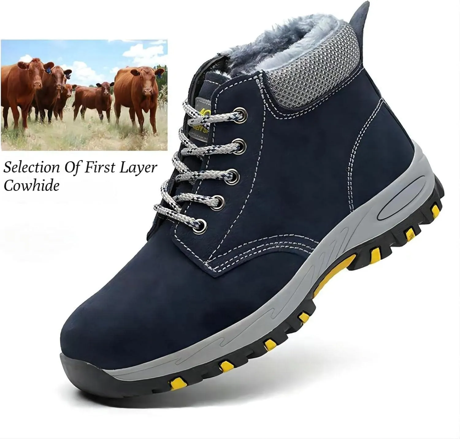 Autumn Winter Safety Boot, Light Steel Toe Cap for Men, Comfortable Work Shoes for Women, Non-Slip Puncture Resistant, Industrial Breathable Safety (Black 39)
