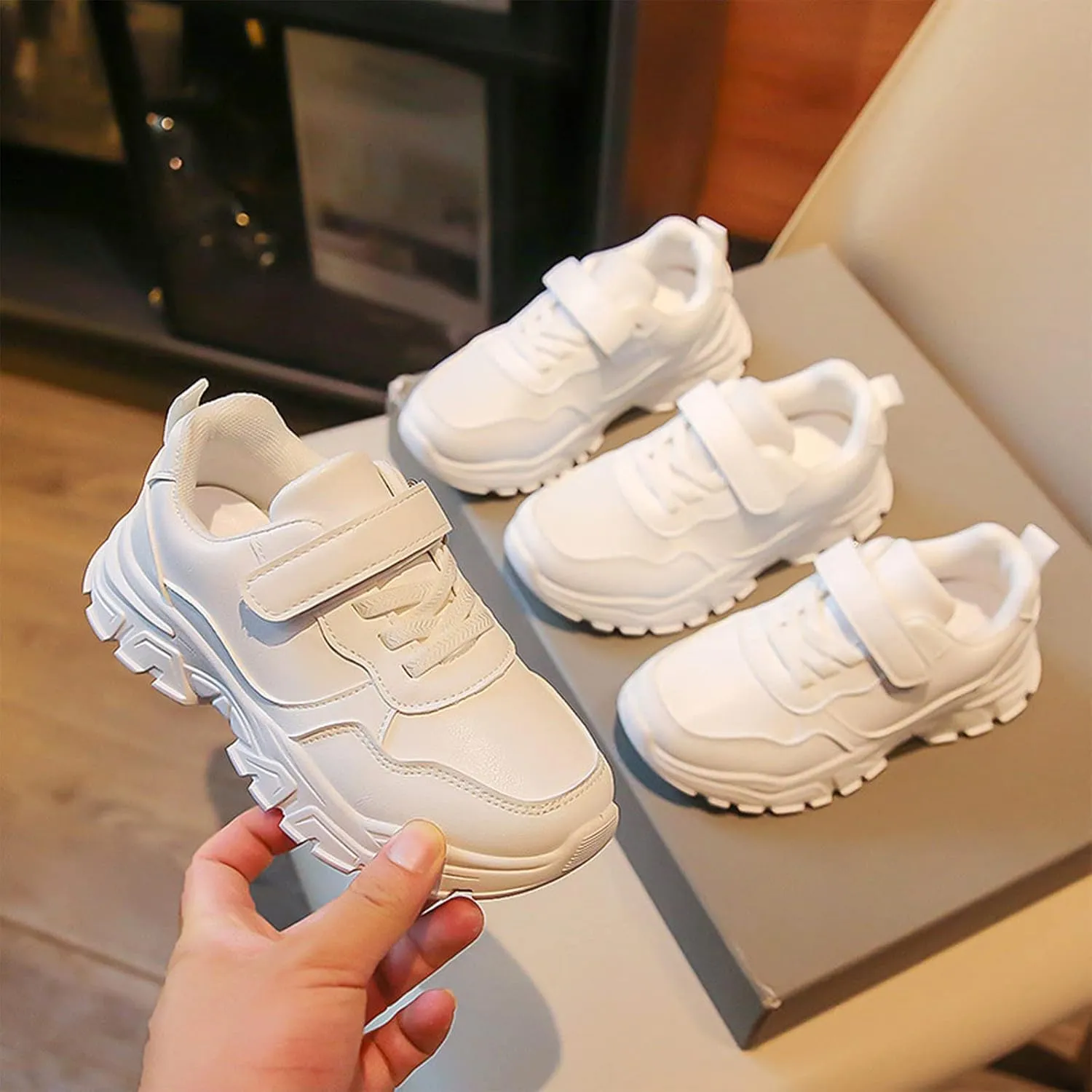 Boys Girls Leather Athletic Shoes Kids Water Proof Tennis Running Athletic Protective Walking Big Girls Slipper Boots