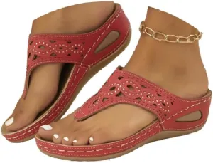 Breathable Mesh Hollow Sports Sandals Non-Slip 2024 New Womens Wedge Orthopedic Flip-Flops Summer Casual Sandals Open Toe