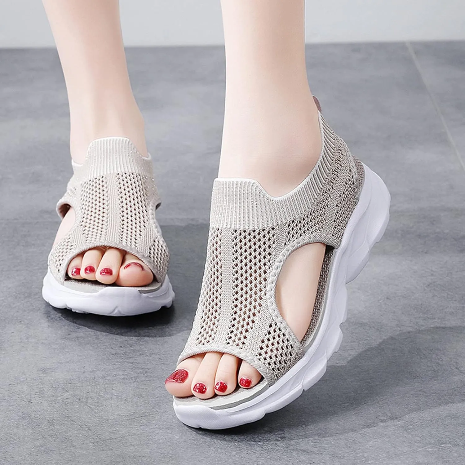Cathalem Orthopedic Sandals for Women Espadrille Platform Sandals Women Fashion Casual Ankle Strap Wedge Heels