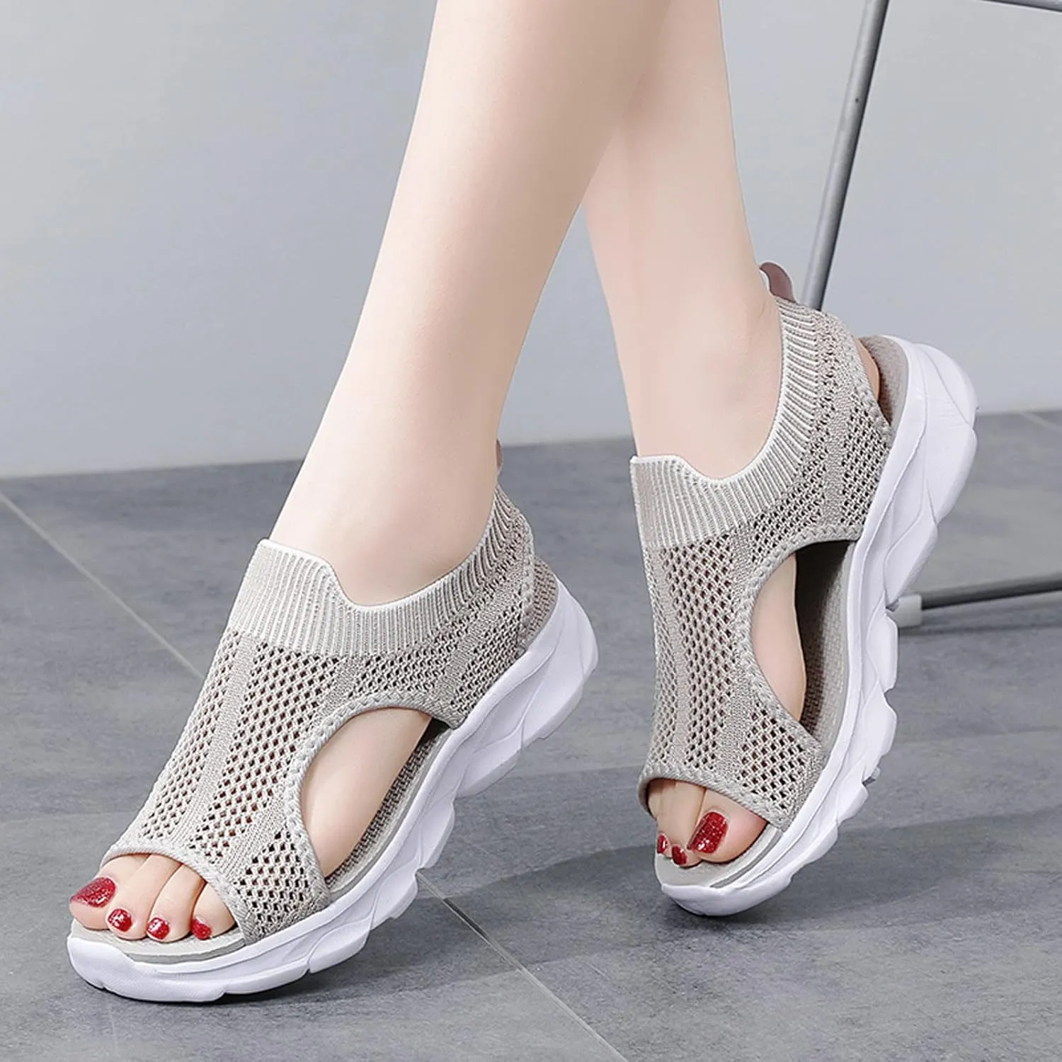 Cathalem Orthopedic Sandals for Women Espadrille Platform Sandals Women Fashion Casual Ankle Strap Wedge Heels