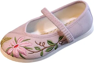 Children's Traditional Embroidered Shoes Toddlers Girls Performance Dance Flat Sandal Wedding Marry Jane Shoes