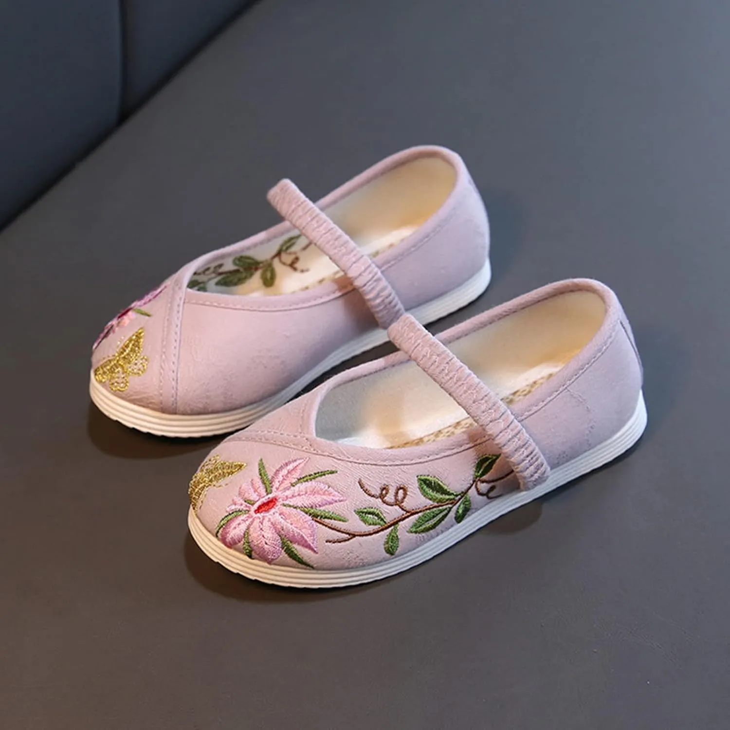 Children's Traditional Embroidered Shoes Toddlers Girls Performance Dance Flat Sandal Wedding Marry Jane Shoes
