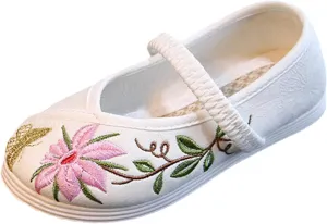 Children's Traditional Embroidered Shoes Toddlers Girls Performance Dance Flat Sandal Wedding Marry Jane Shoes