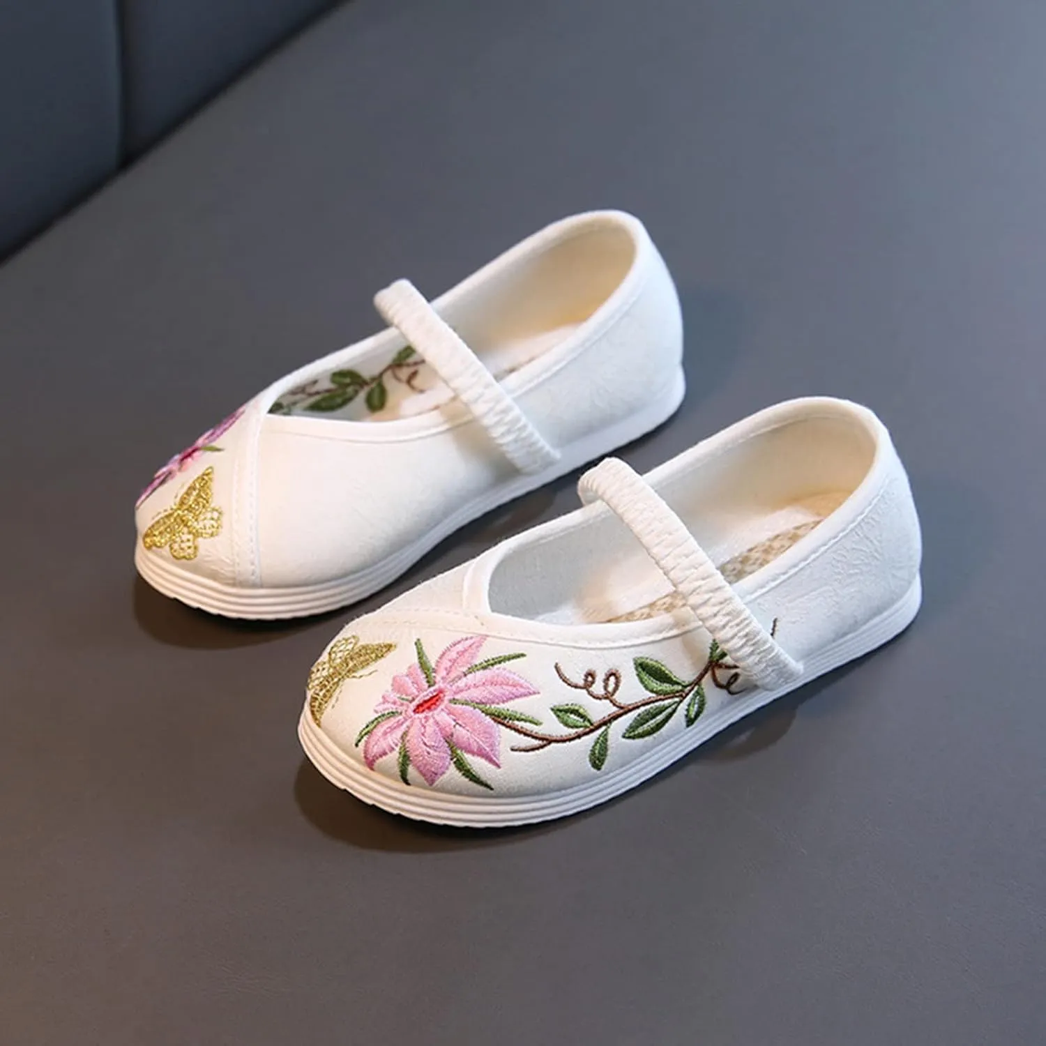 Children's Traditional Embroidered Shoes Toddlers Girls Performance Dance Flat Sandal Wedding Marry Jane Shoes