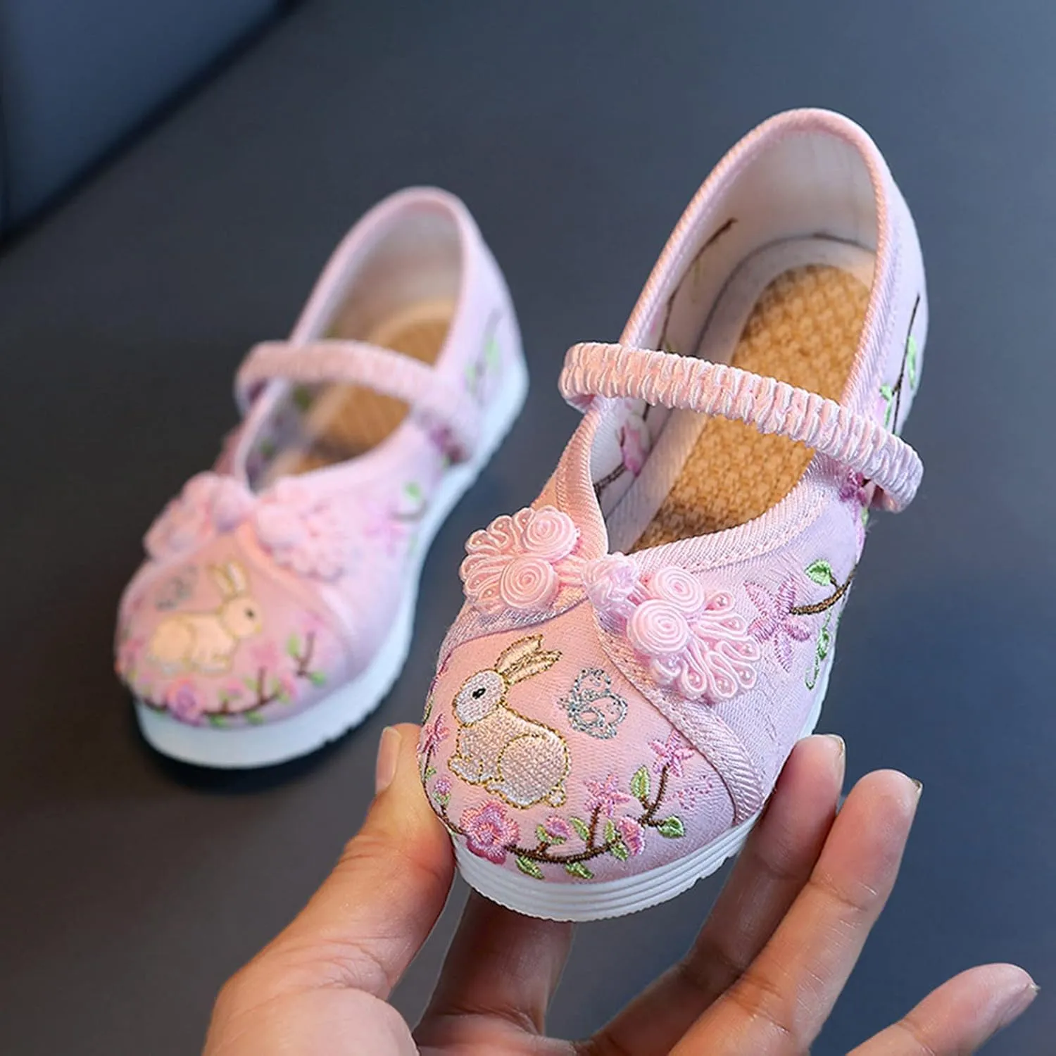 Chinese Traditional Embroidered Costume Shoes Girls Ancient Round Toe Floral Flat Fairy Cheongsam Dress Up Shoes