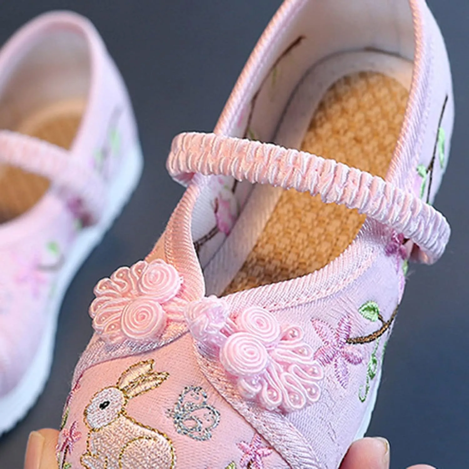 Chinese Traditional Embroidered Costume Shoes Girls Ancient Round Toe Floral Flat Fairy Cheongsam Dress Up Shoes