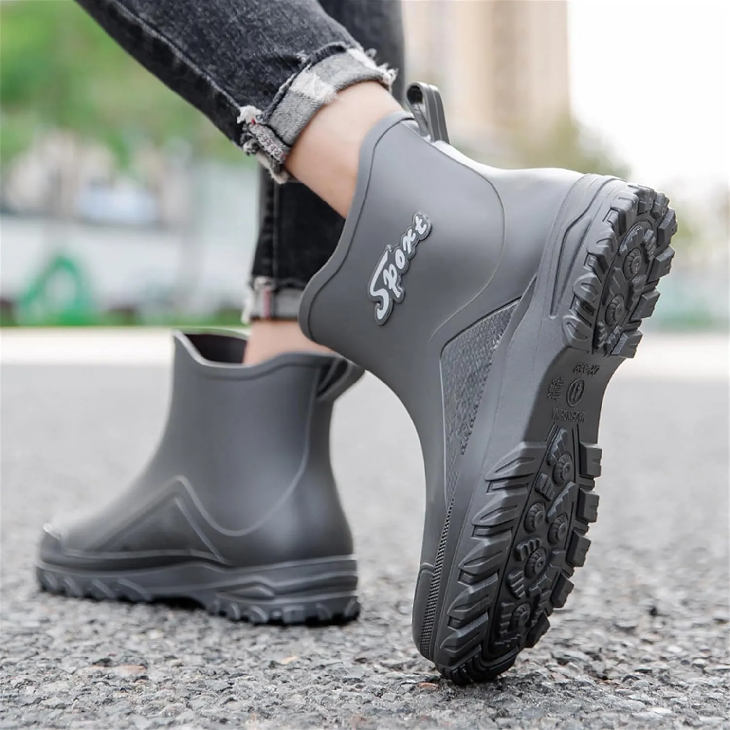 Deck Boots for Men Waterproof Ankle Rubber Rain Boots Women's Work Shoes for Gardening Fishing Boating Camping