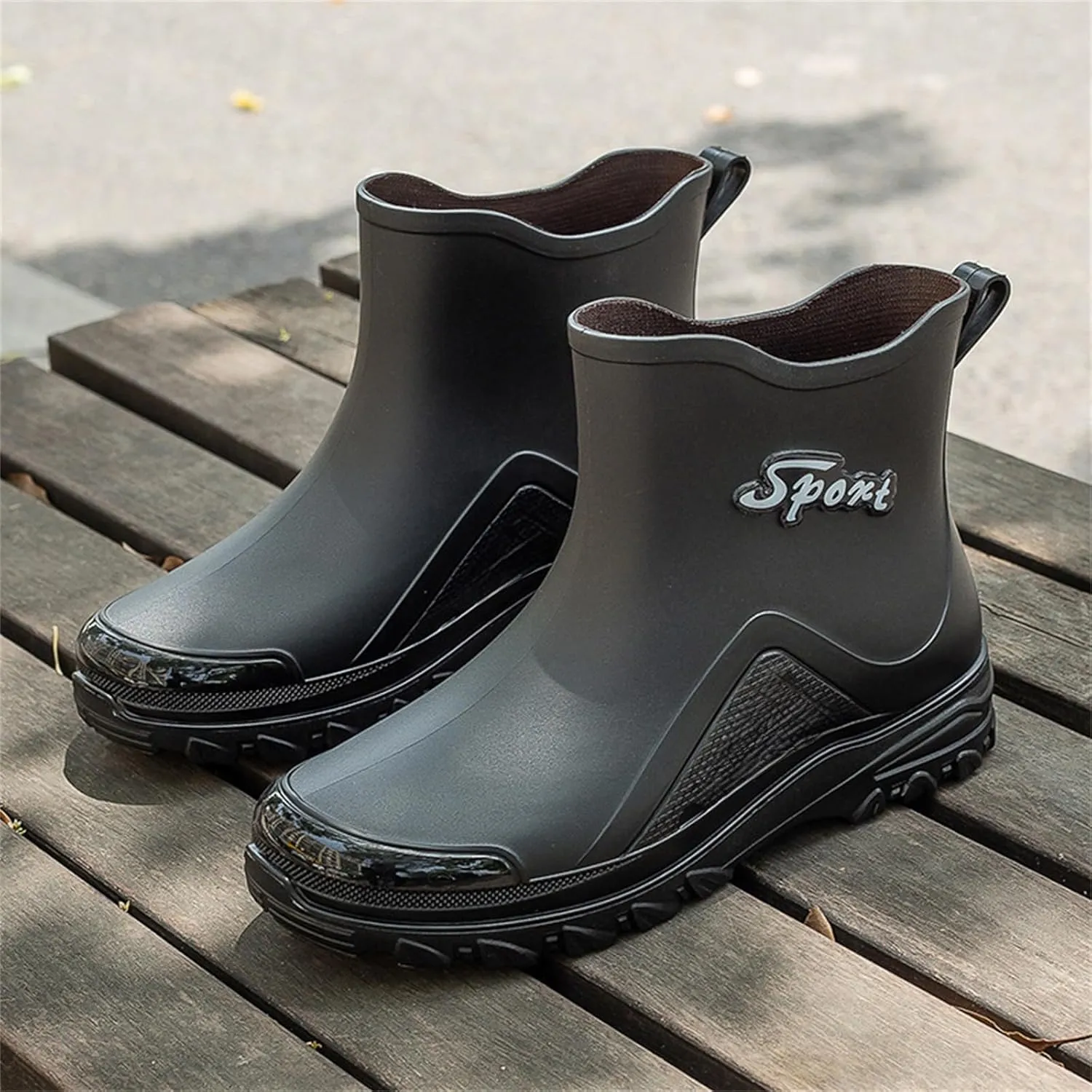 Deck Boots for Men Waterproof Ankle Rubber Rain Boots Women's Work Shoes for Gardening Fishing Boating Camping