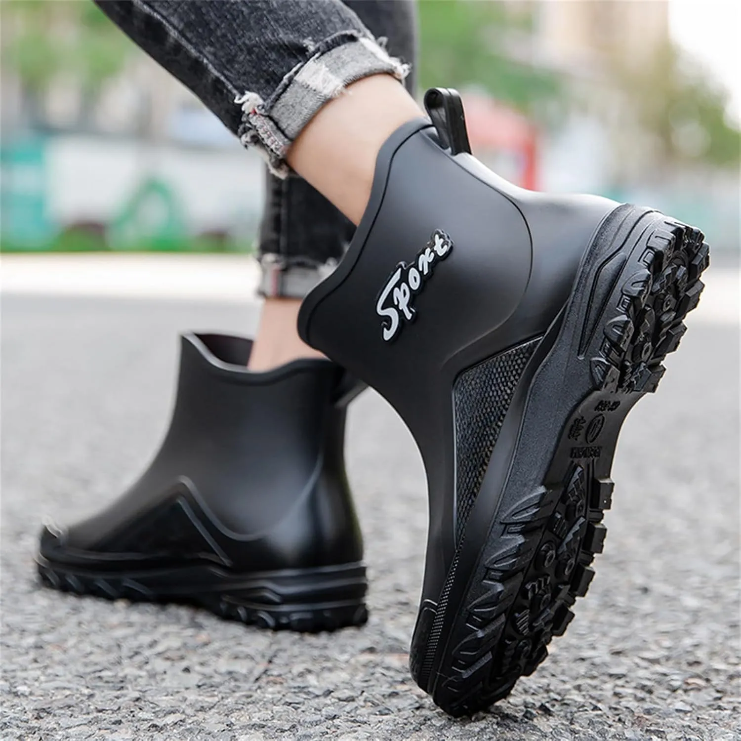 Deck Boots for Men Waterproof Ankle Rubber Rain Boots Women's Work Shoes for Gardening Fishing Boating Camping