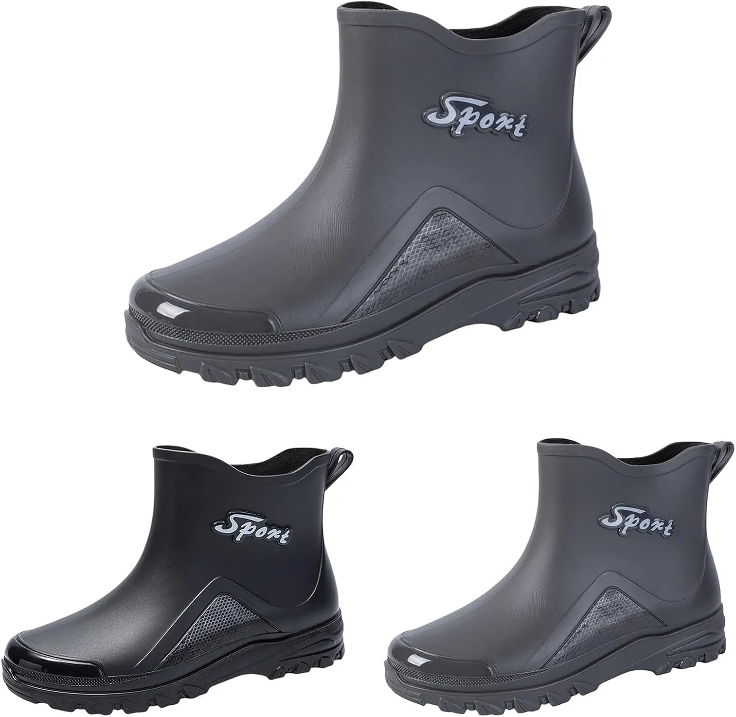 Deck Boots for Men Waterproof Ankle Rubber Rain Boots Women's Work Shoes for Gardening Fishing Boating Camping