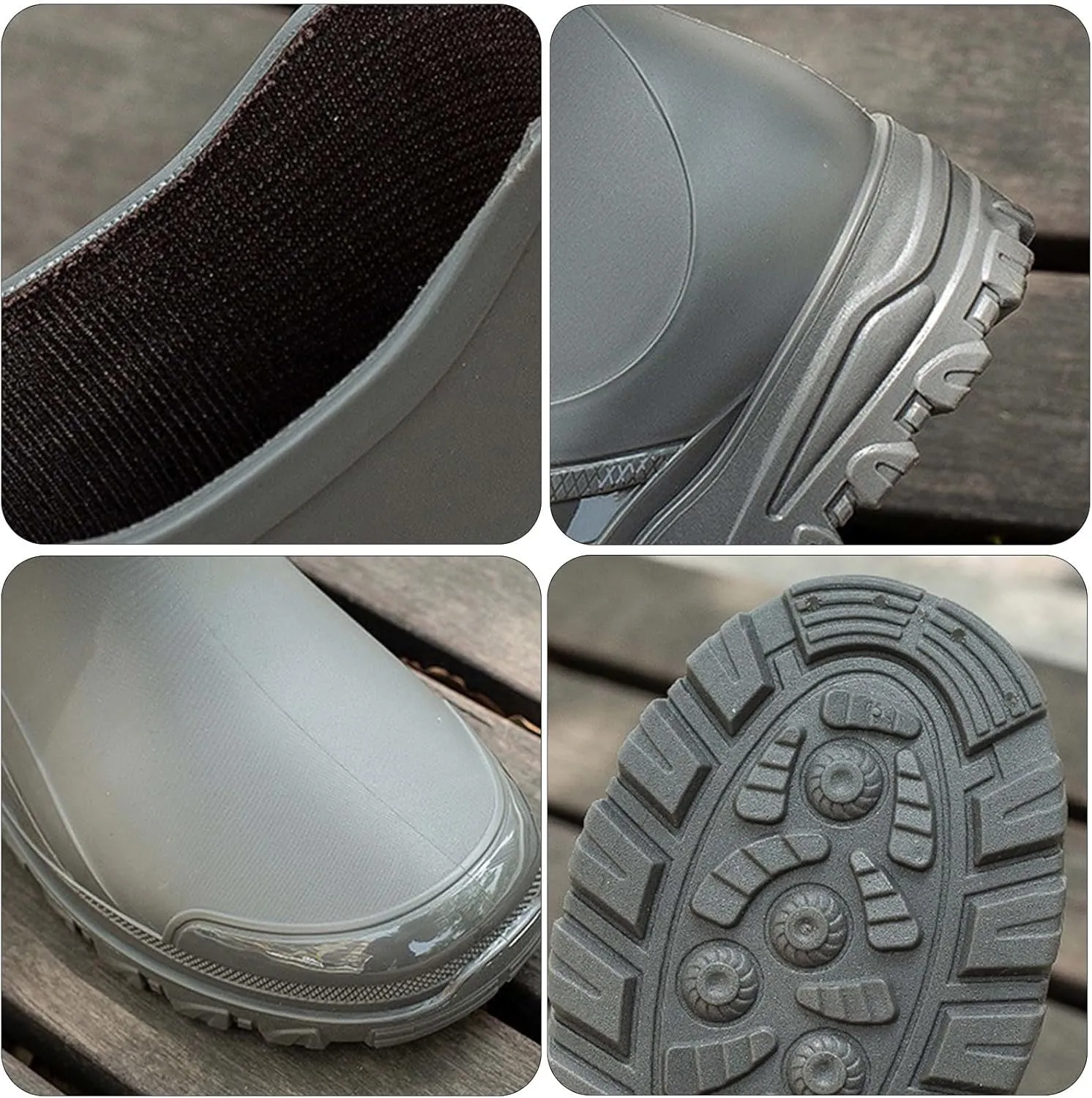 Deck Boots for Men Waterproof Ankle Rubber Rain Boots Women's Work Shoes for Gardening Fishing Boating Camping