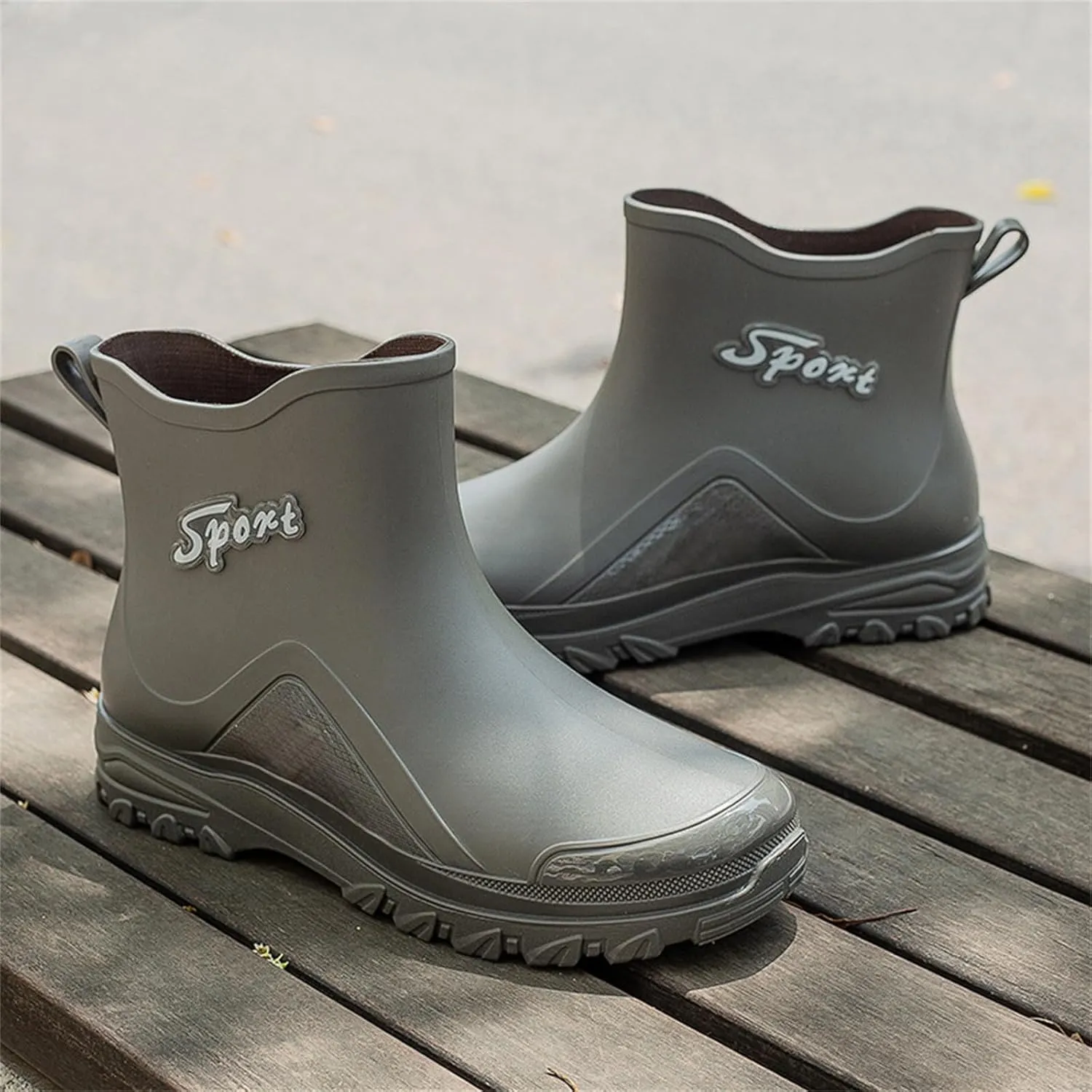 Deck Boots for Men Waterproof Ankle Rubber Rain Boots Women's Work Shoes for Gardening Fishing Boating Camping