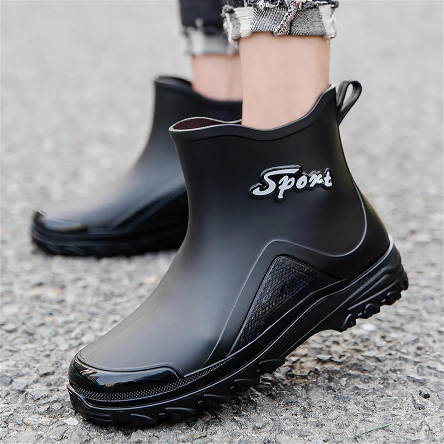 Deck Boots for Men Waterproof Ankle Rubber Rain Boots Women's Work Shoes for Gardening Fishing Boating Camping