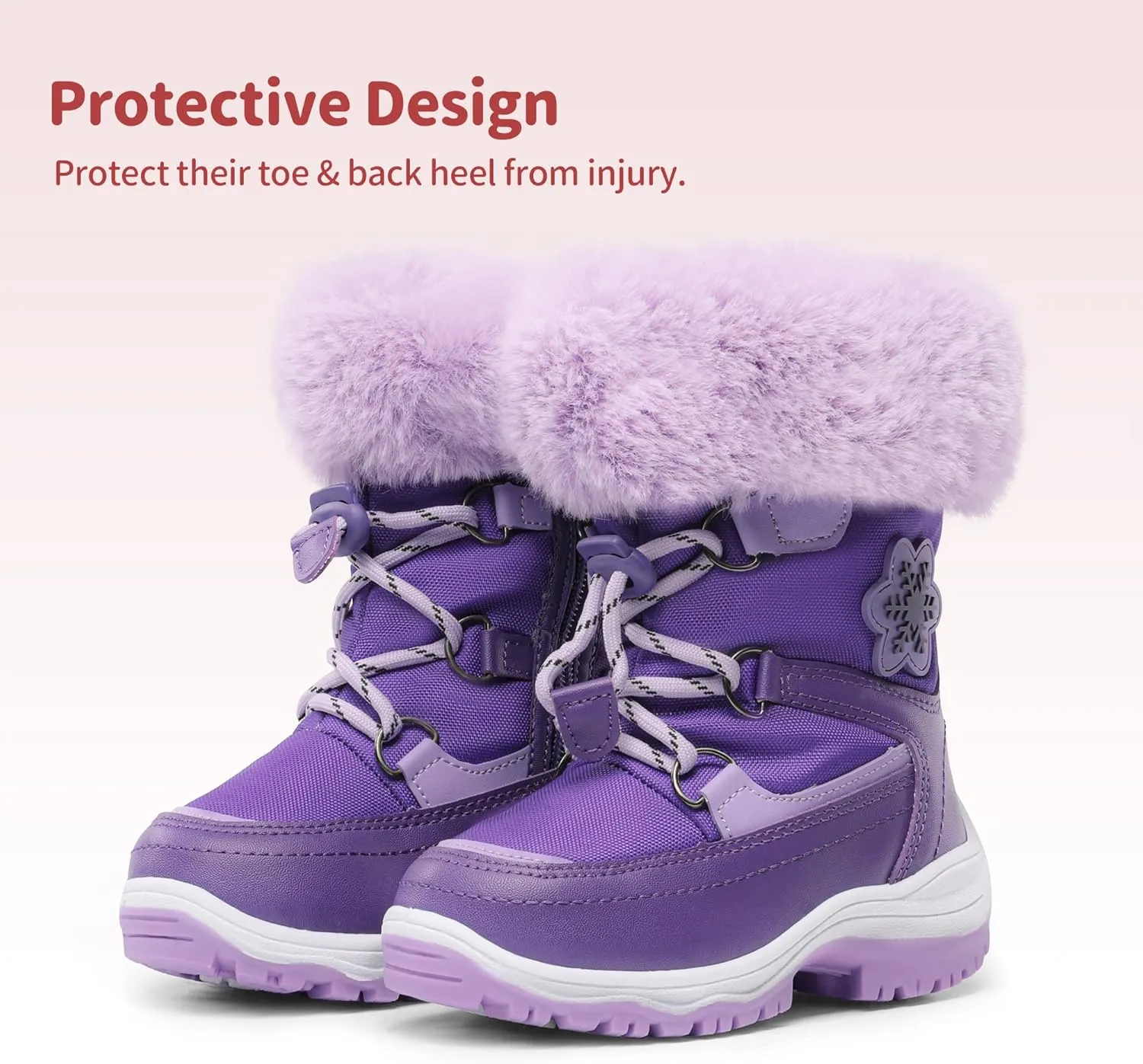 DREAM PAIRS Girls Toddler Snow Boots Slip Resistant Faux Fur Lined Mid Calf Little Kids Winter Shoes