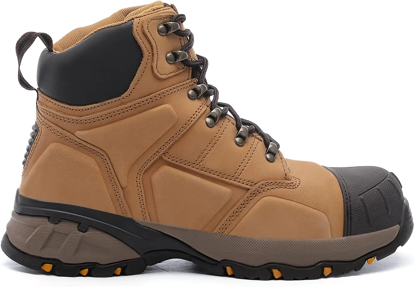 DRKA Steel Toe Work Boots for Men,Waterproof Durable Industrial and Construction Safety Footwear Mens Work Boots,Non-slip Cushioning Outsole