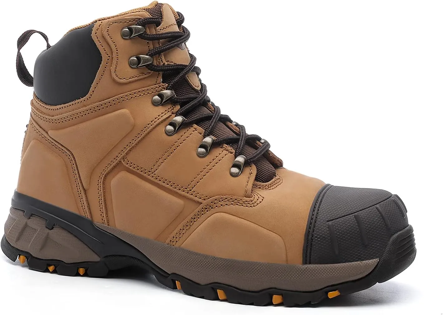 DRKA Steel Toe Work Boots for Men,Waterproof Durable Industrial and Construction Safety Footwear Mens Work Boots,Non-slip Cushioning Outsole