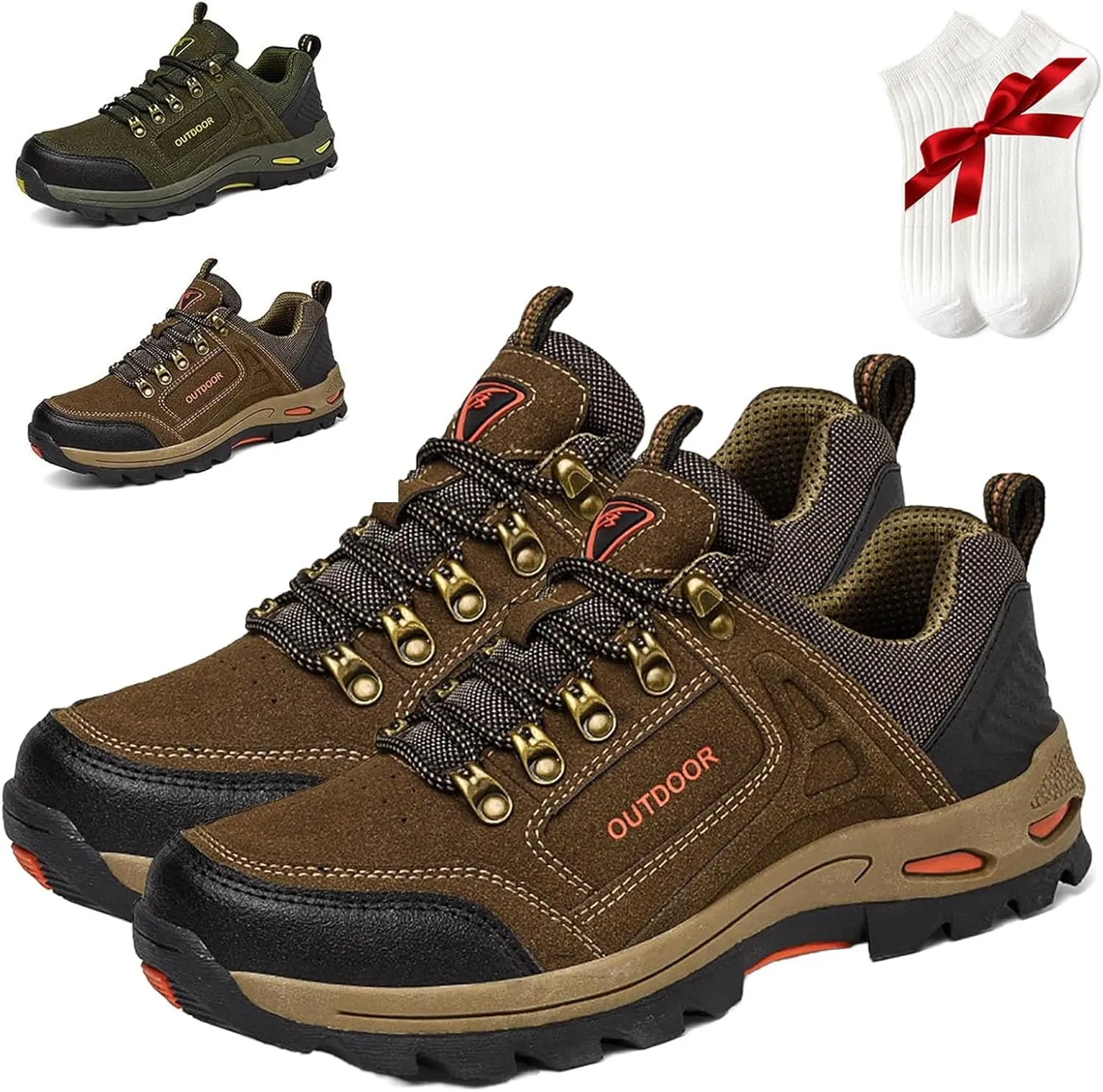 Duddle Orthopedic Shoes for Men, Duddle Orthopedic Genuine Leather Shoes, Men's Comfy Arch Support Waterproof Lightweight Handmade Orthopedic Walking Shoes Sneakers (Khaki,42/US8.5)