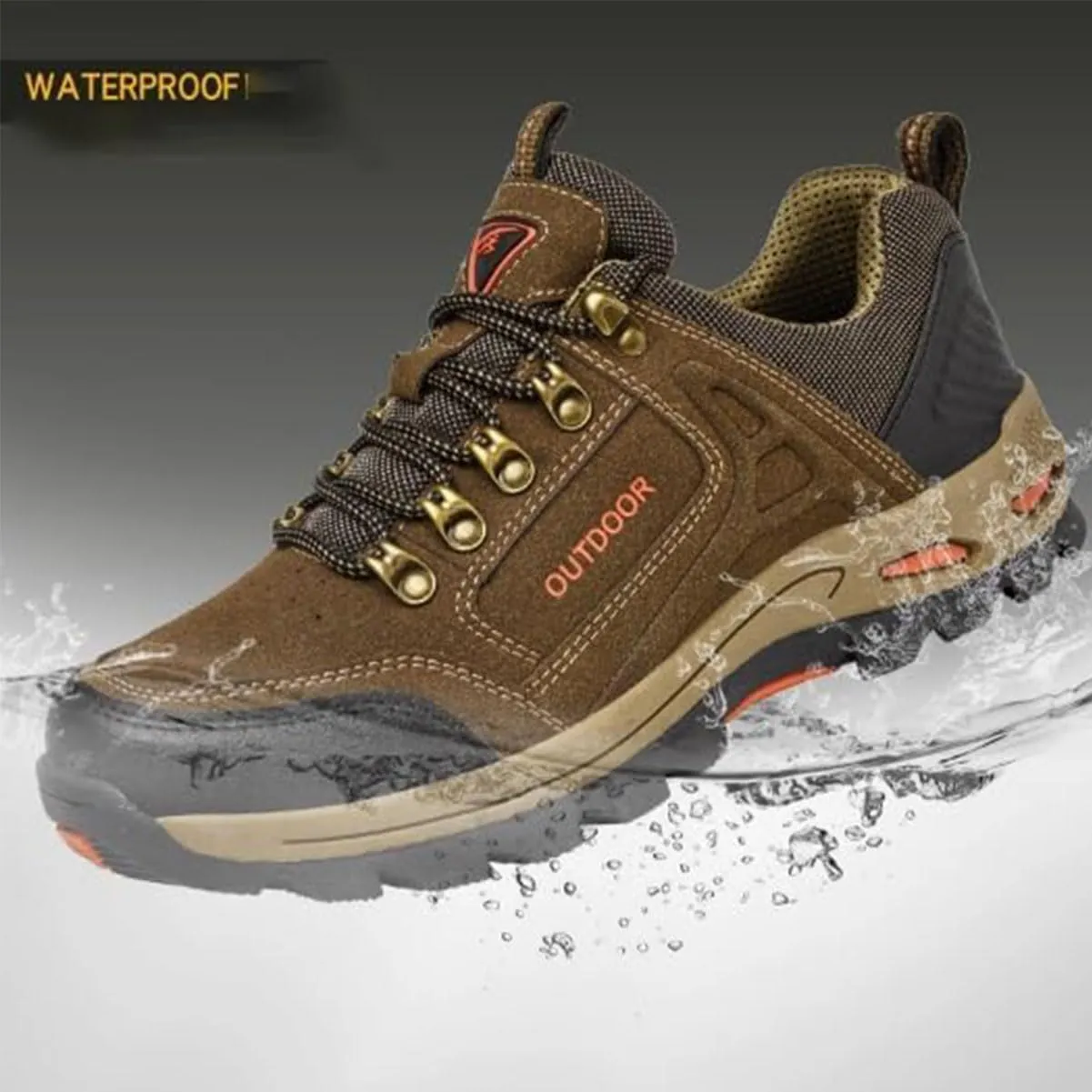 Duddle Orthopedic Shoes for Men, Duddle Orthopedic Genuine Leather Shoes, Men's Comfy Arch Support Waterproof Lightweight Handmade Orthopedic Walking Shoes Sneakers (Khaki,42/US8.5)