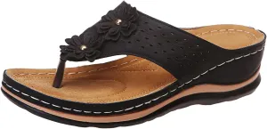 Eduavar Orthopedic Sandals for Women, Sandals Women Comfortable Flip Flops Summer Beach Wedge Sandals with Arch Support