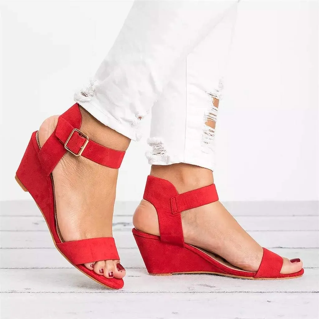Eduavar Womens Wedge Sandals, Womens Sandals Casual Summer Open Toe Ankle Strap Wedge Sandals Summer Dress Shoes