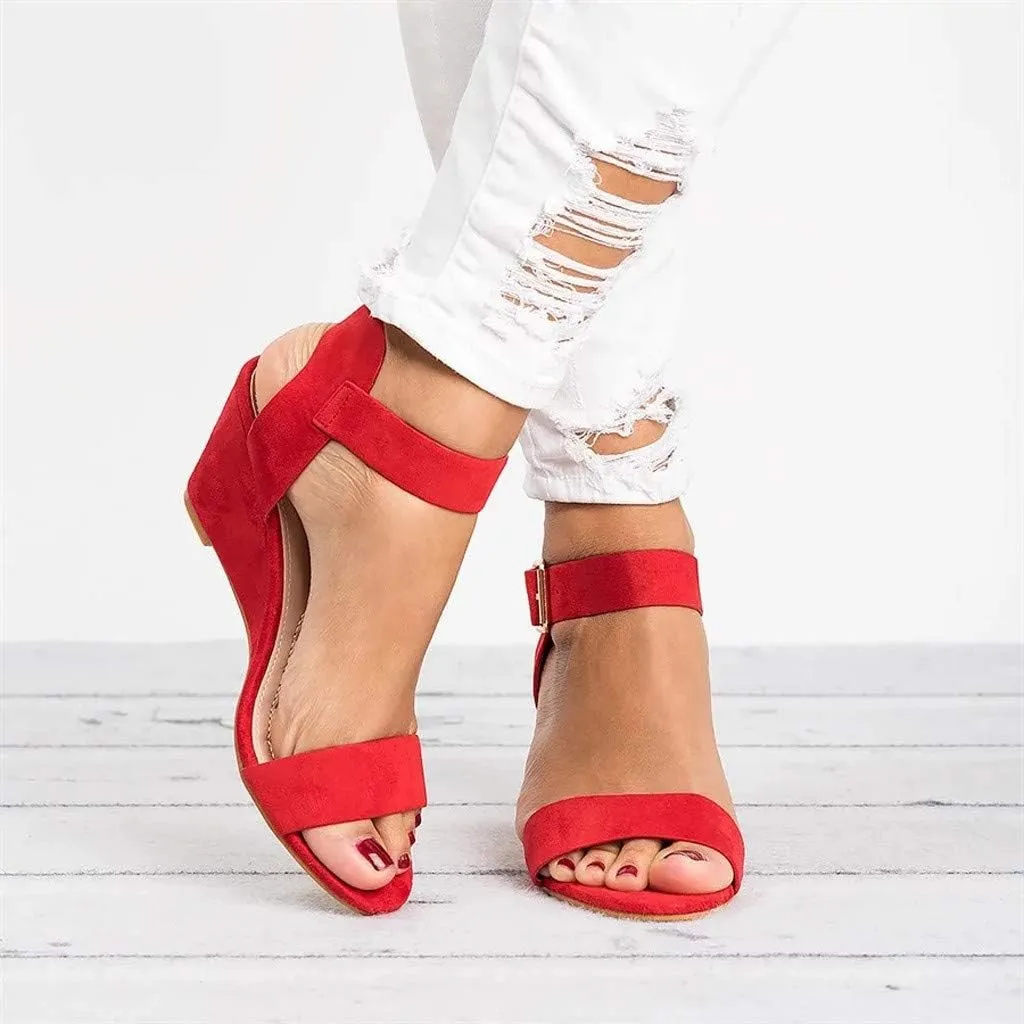 Eduavar Womens Wedge Sandals, Womens Sandals Casual Summer Open Toe Ankle Strap Wedge Sandals Summer Dress Shoes