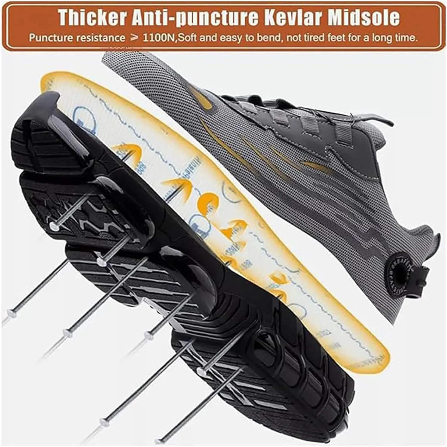 Evontira Shoes for Men, Evontira Steel Toe Power Trainers, Evontura Steel Toe Shoes, Puncture Proof Slip on Sneakers