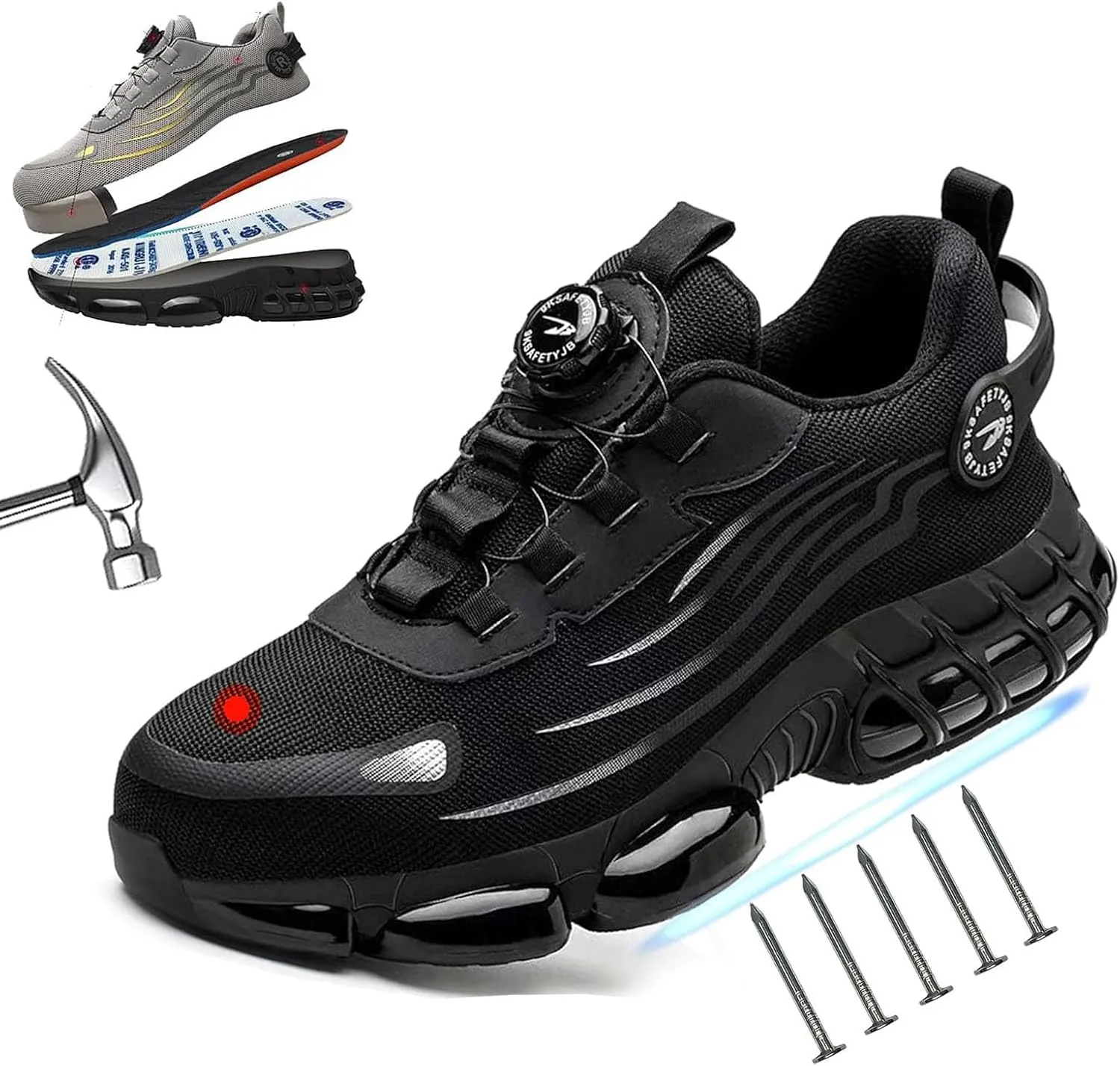 Evontira Shoes for Men, Evontira Steel Toe Power Trainers, Evontura Steel Toe Shoes, Puncture Proof Slip on Sneakers