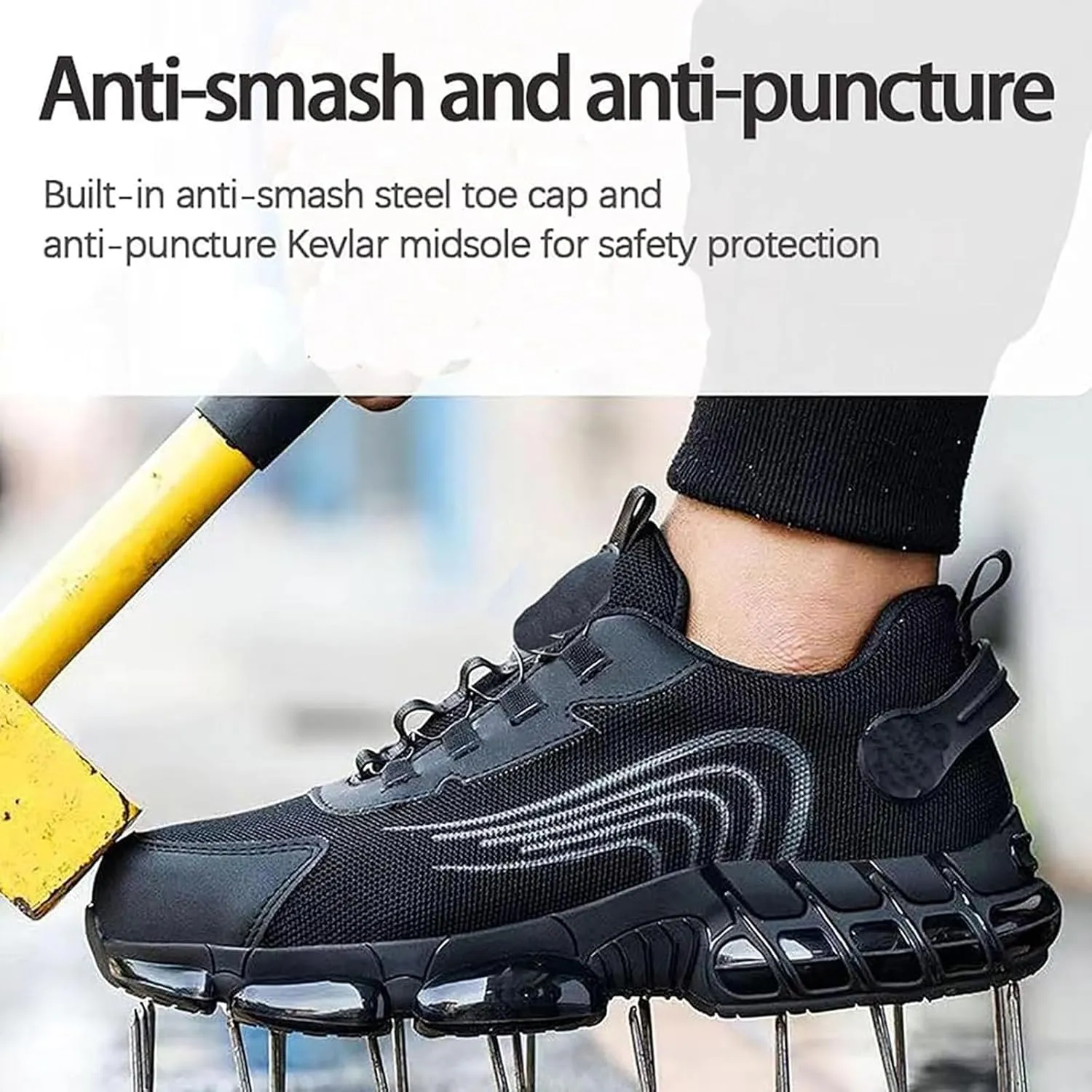 Evontira Shoes for Men, Evontira Steel Toe Power Trainers, Evontura Steel Toe Shoes, Puncture Proof Slip on Sneakers