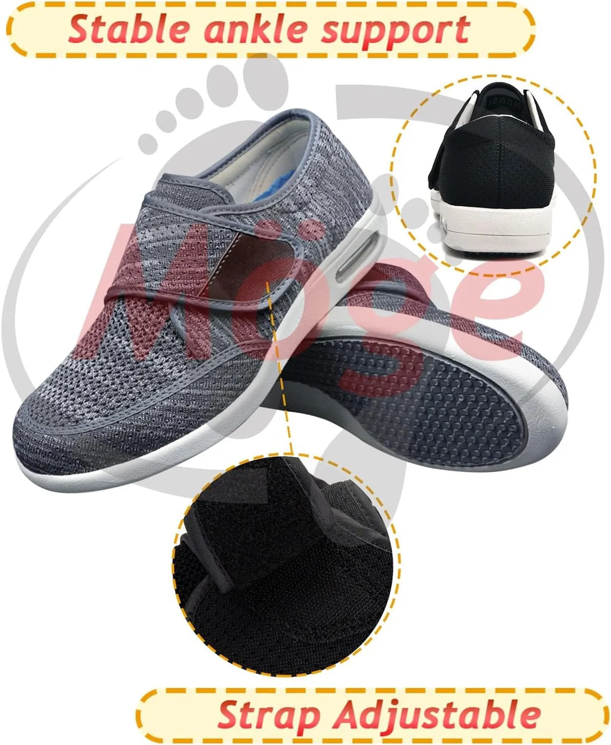 Extra Extra Wide Men's Slip-On Trainers - Lightweight Walking, Running, and Gym Sneakers for Comfort and Style