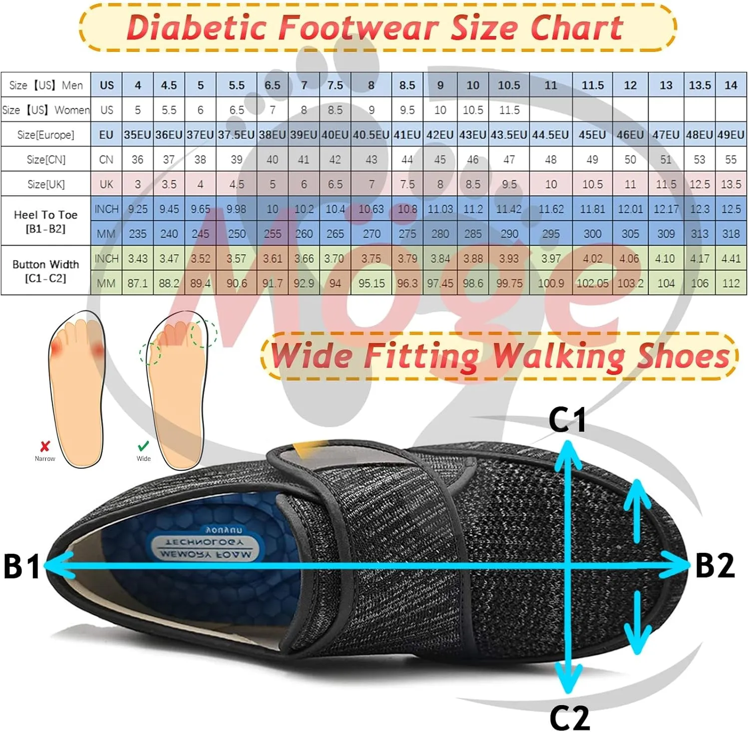 Extra Extra Wide Men's Slip-On Trainers - Lightweight Walking, Running, and Gym Sneakers for Comfort and Style