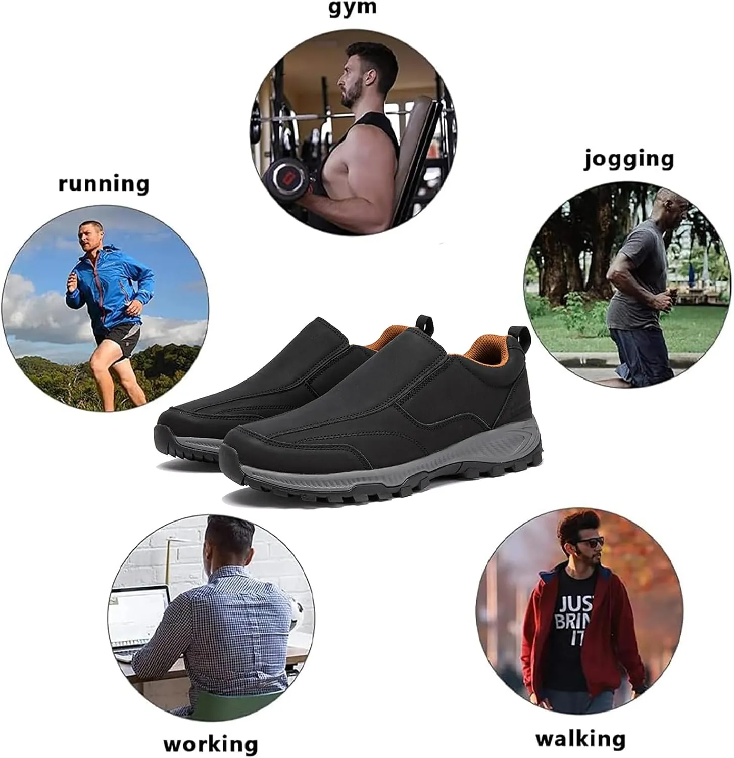 Extra Wide Slip On Sneakers,Men Outdoor Walking Hiking Sports Shoes,Arch Support Non-Slip Orthopedic Shoes,Men Anti-Slip Safety Trainers (Brown 45EU)