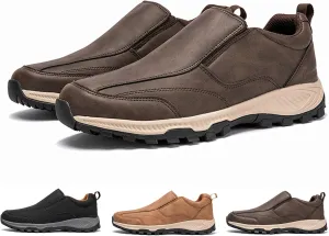 Extra Wide Slip On Sneakers,Men Outdoor Walking Hiking Sports Shoes,Arch Support Non-Slip Orthopedic Shoes,Men Anti-Slip Safety Trainers (Brown 45EU)