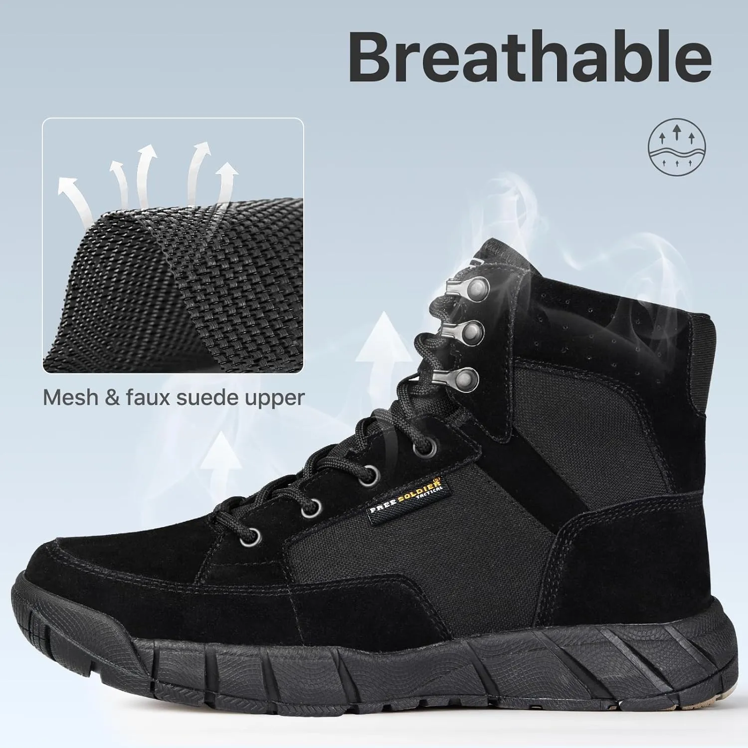 FREE SOLDIER Waterproof Hiking Work Boots Men's Tactical Boots 6 Inches Lightweight Military Boots Breathable Desert Boots