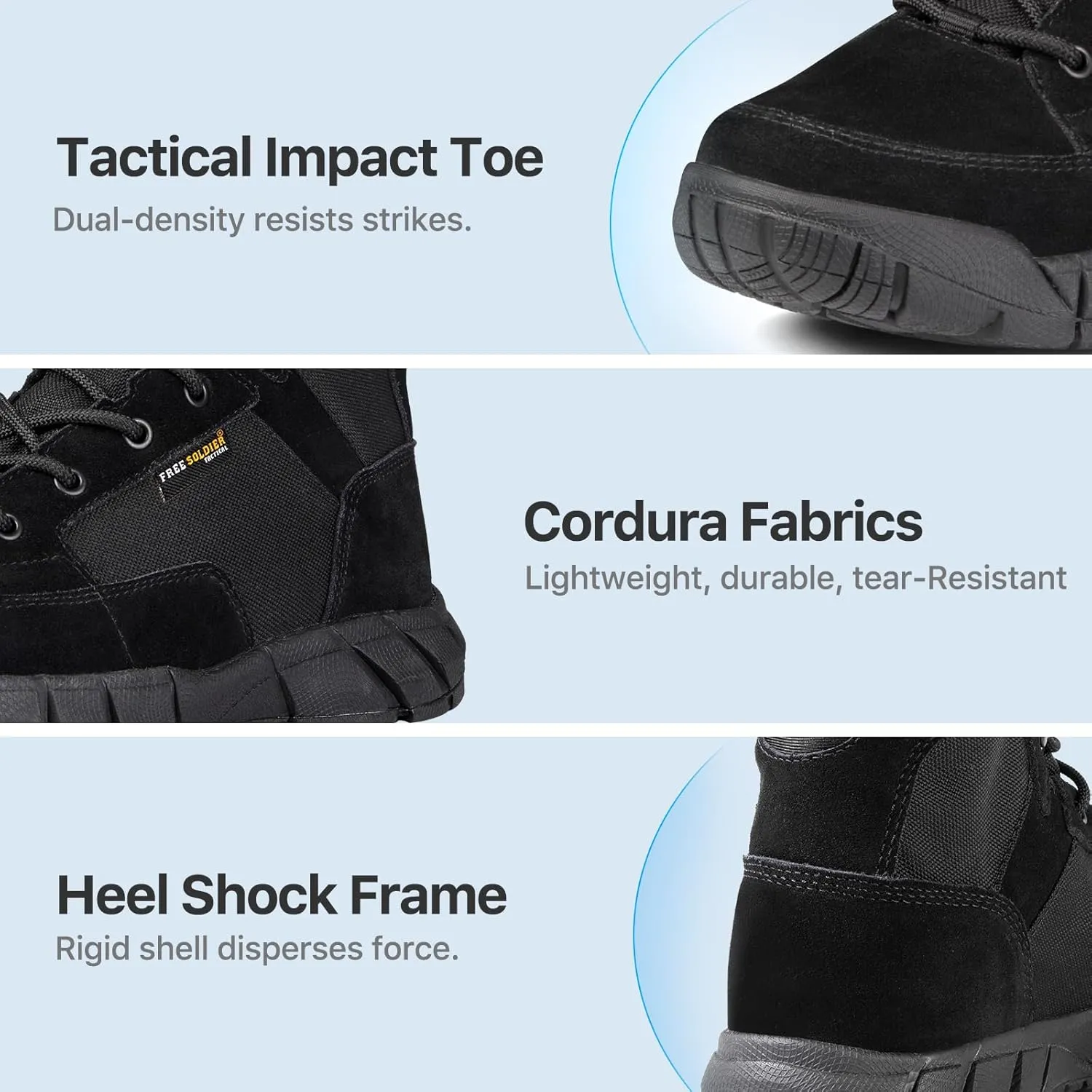 FREE SOLDIER Waterproof Hiking Work Boots Men's Tactical Boots 6 Inches Lightweight Military Boots Breathable Desert Boots