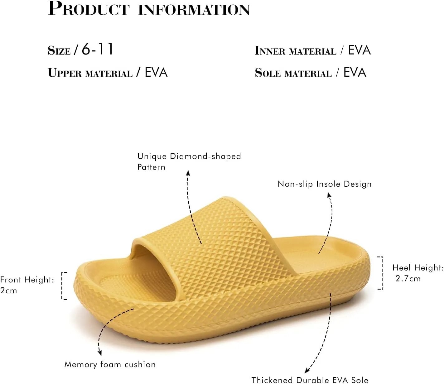 FUNKYMONKEY Slides for Women Quick Drying Non-Slip Bathroom Shower Sandals