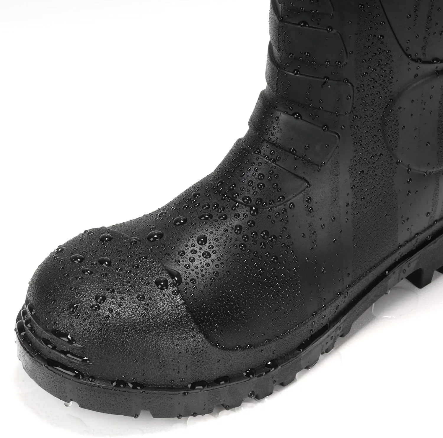 Furuian Men's Steel Toe Rain Boots Waterproof Rubber Work Boots Durable Slip Resistant PVC Rainboots Puncture Proof Knee Boots for Outdoor, Fishing, Gardening, Agriculture and Industrial Working