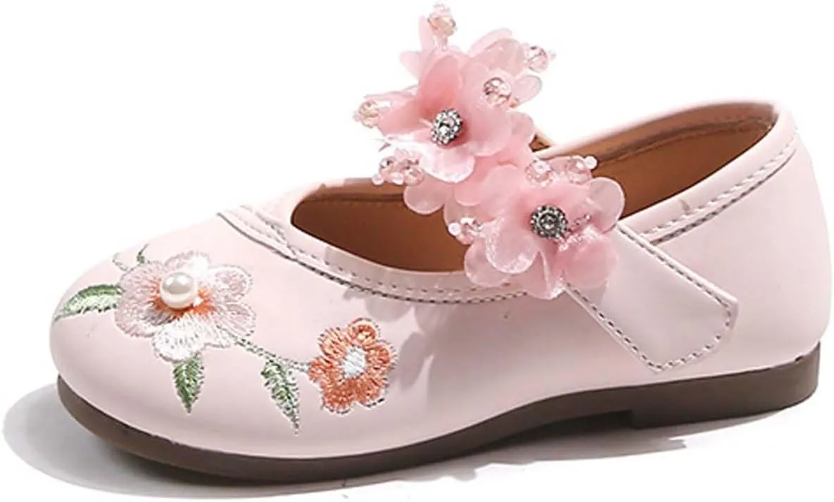 Girl Mary Jane Dance Shoes Ballet Sports Shoes Traditional Chinese Flower Embroidered Shoes Princess Skirt Flat Shoes