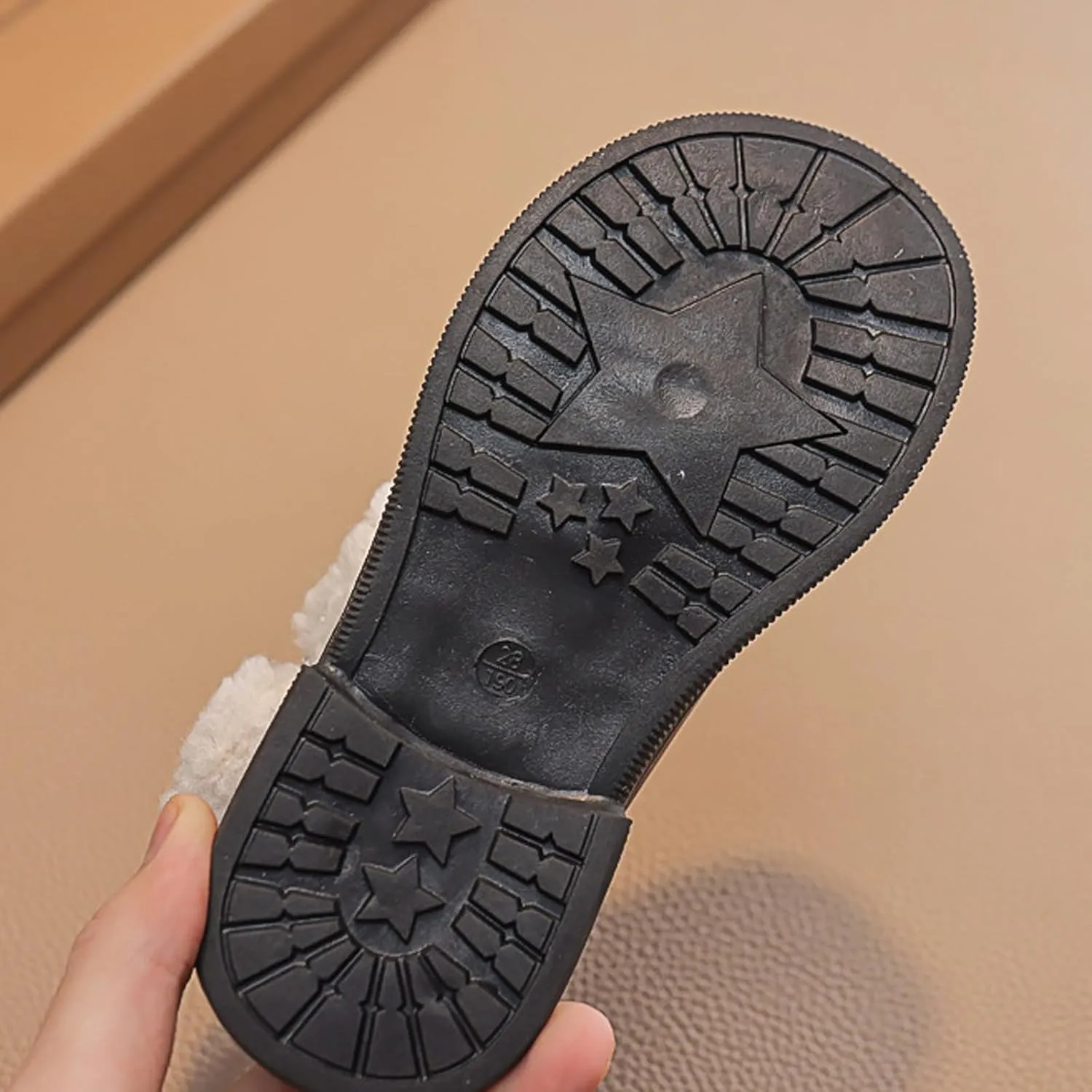 Girl's Short Ankle Boots Warm Side Zipper Boots Low Heel Short Booties Winter Anti-Slip Outdoor Shoes for Big Kids