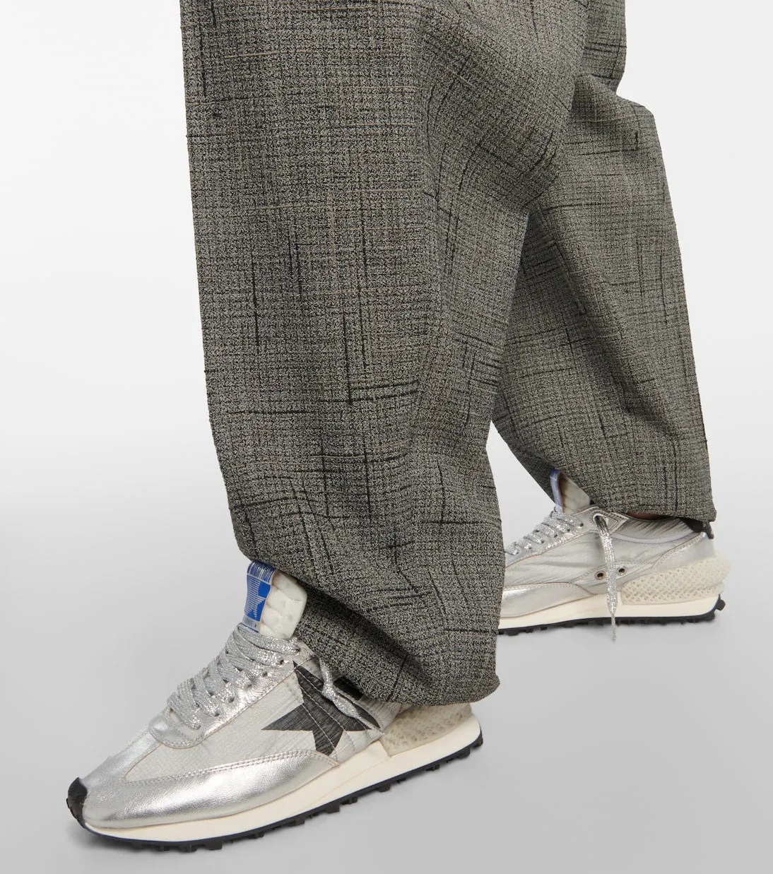 Golden Goose leather marathon sneakers, metallic