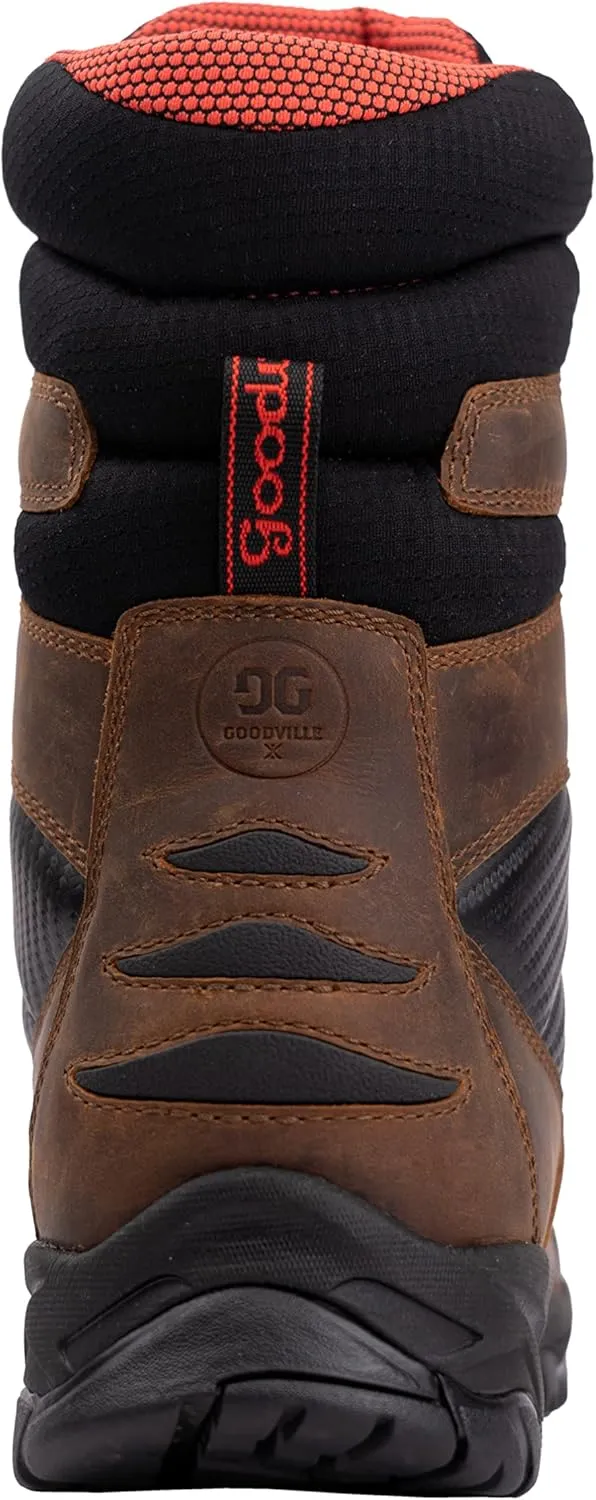 GOODVILLE Work Boots for Men, Durable, Waterproof, ASTM-F2413 EH-Rated, Men's Lace Up Composite Toe, Industrial Work Shoes - Oil and Slip Resistant 8 Inch Safety Boot, Rubber sole, Breathable, Quick Dry, Comfortable, Brown