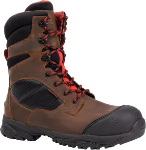 GOODVILLE Work Boots for Men, Durable, Waterproof, ASTM-F2413 EH-Rated, Men's Lace Up Composite Toe, Industrial Work Shoes - Oil and Slip Resistant 8 Inch Safety Boot, Rubber sole, Breathable, Quick Dry, Comfortable, Brown