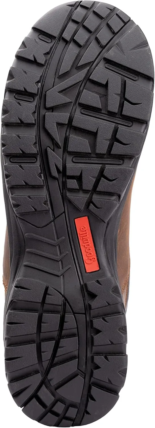 GOODVILLE Work Boots for Men, Durable, Waterproof, ASTM-F2413 EH-Rated, Men's Lace Up Composite Toe, Industrial Work Shoes - Oil and Slip Resistant 8 Inch Safety Boot, Rubber sole, Breathable, Quick Dry, Comfortable, Brown