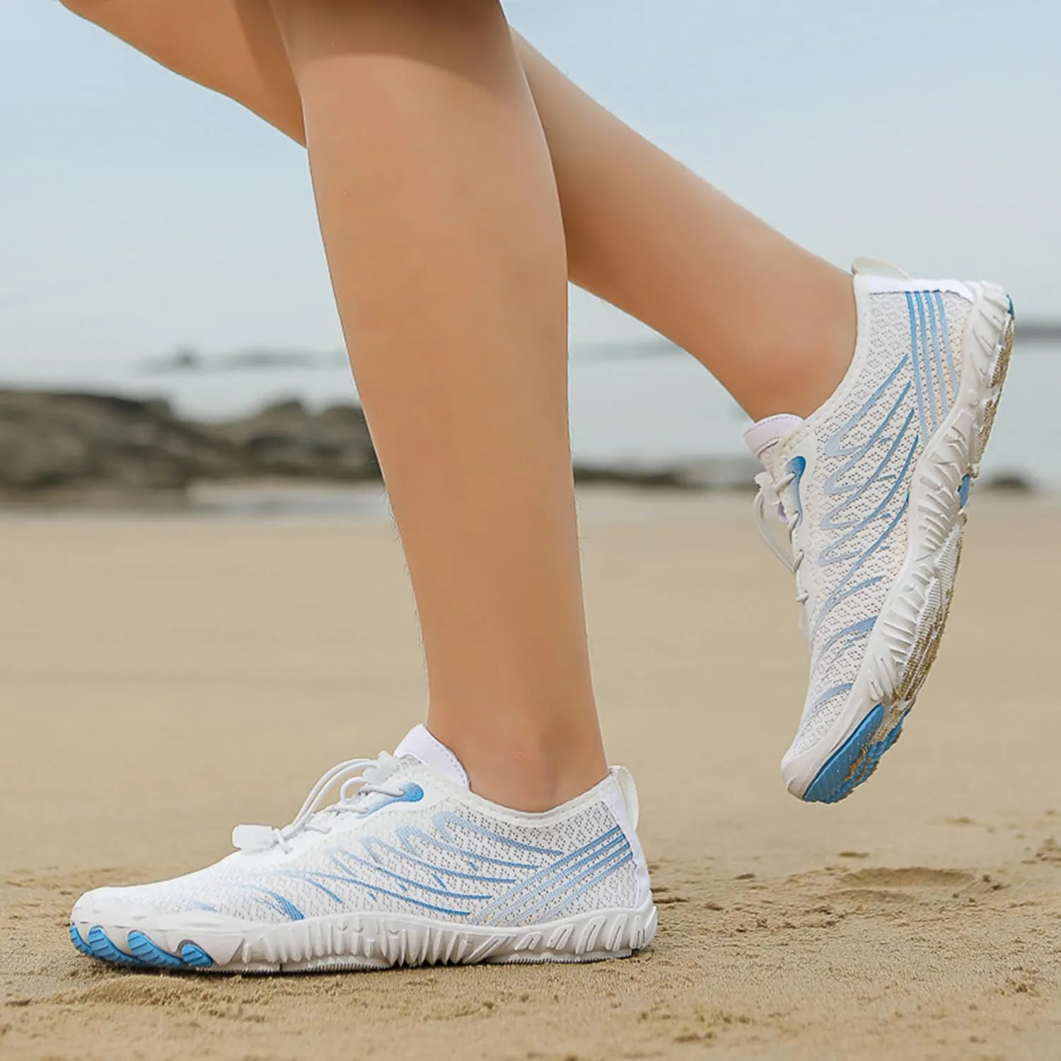 Grounding Shoes for Women and Men, Barefoot Hiking Shoes, Zero Drop Sole, Wide Toe Box Quick-Dry Trail Running Sneakers (7-7.5,906 Moonlight)