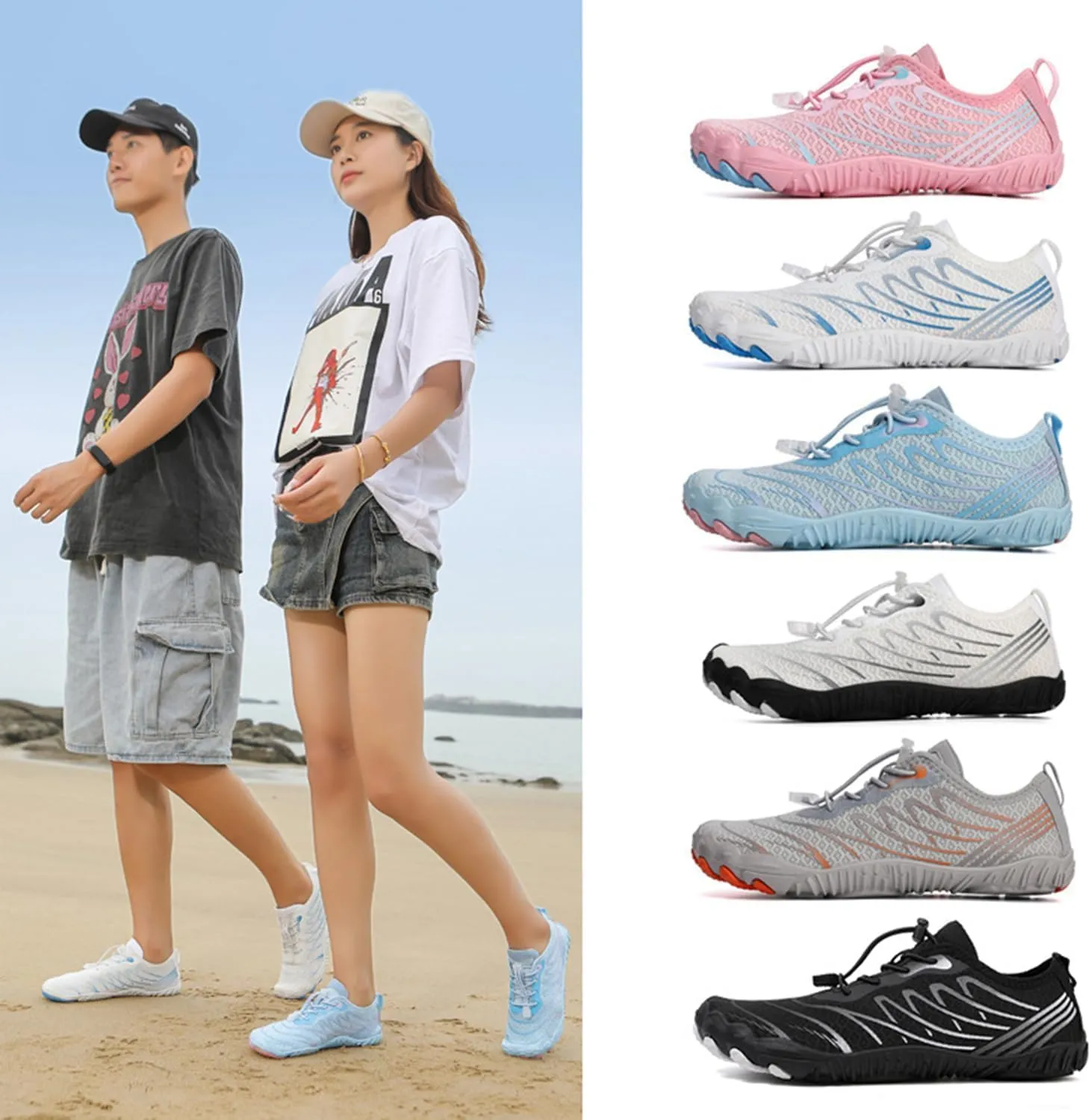 Grounding Shoes for Women and Men, Barefoot Hiking Shoes, Zero Drop Sole, Wide Toe Box Quick-Dry Trail Running Sneakers (7-7.5,906 Moonlight)