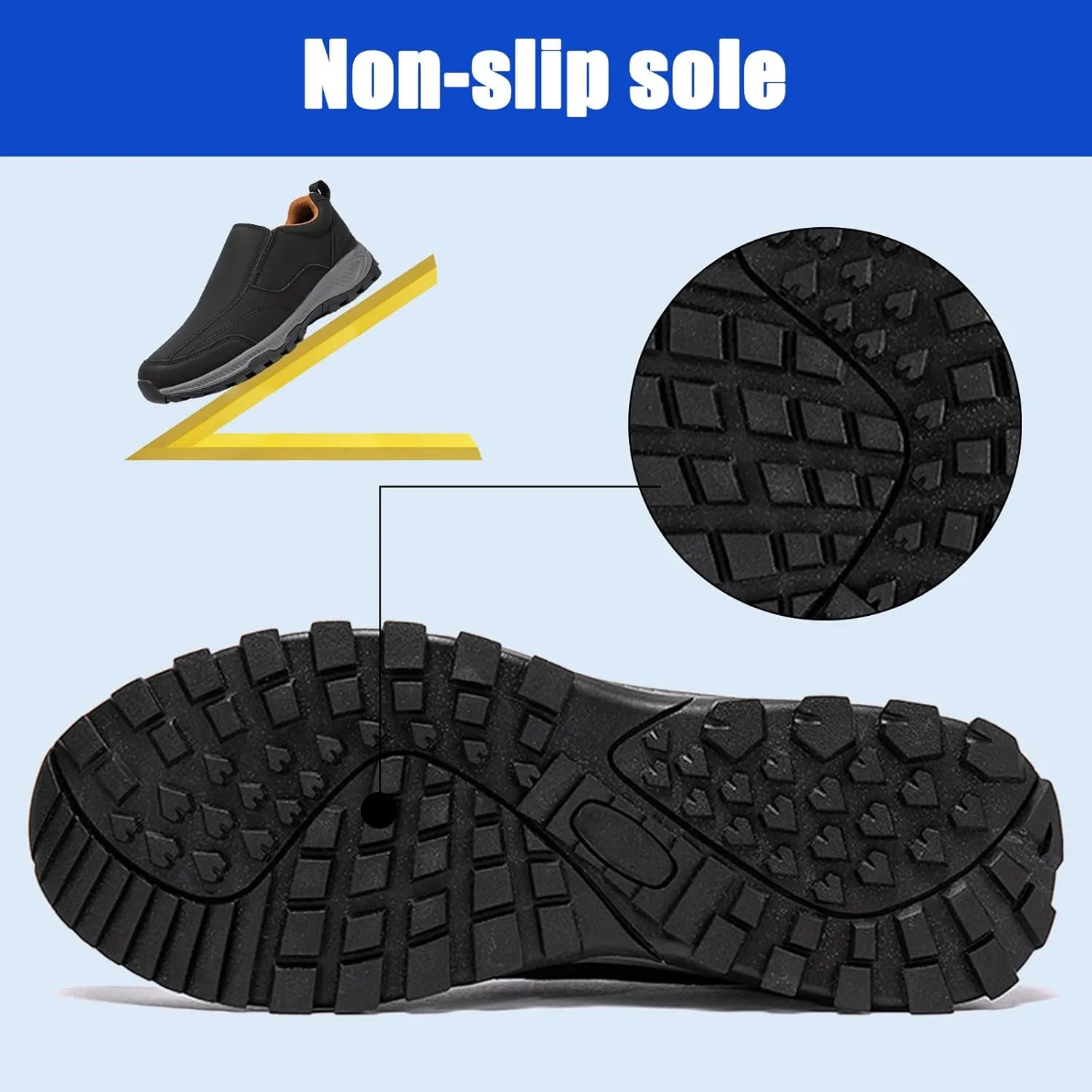 Hands-Free Slip On,Men Outdoor Walking Hiking Sneakers,Breathable Men Orthopedic Shoes,Mens Extra Wide Fit Trainers,Waterproof Lightweight Sports Shoes (Yellow 44EU)