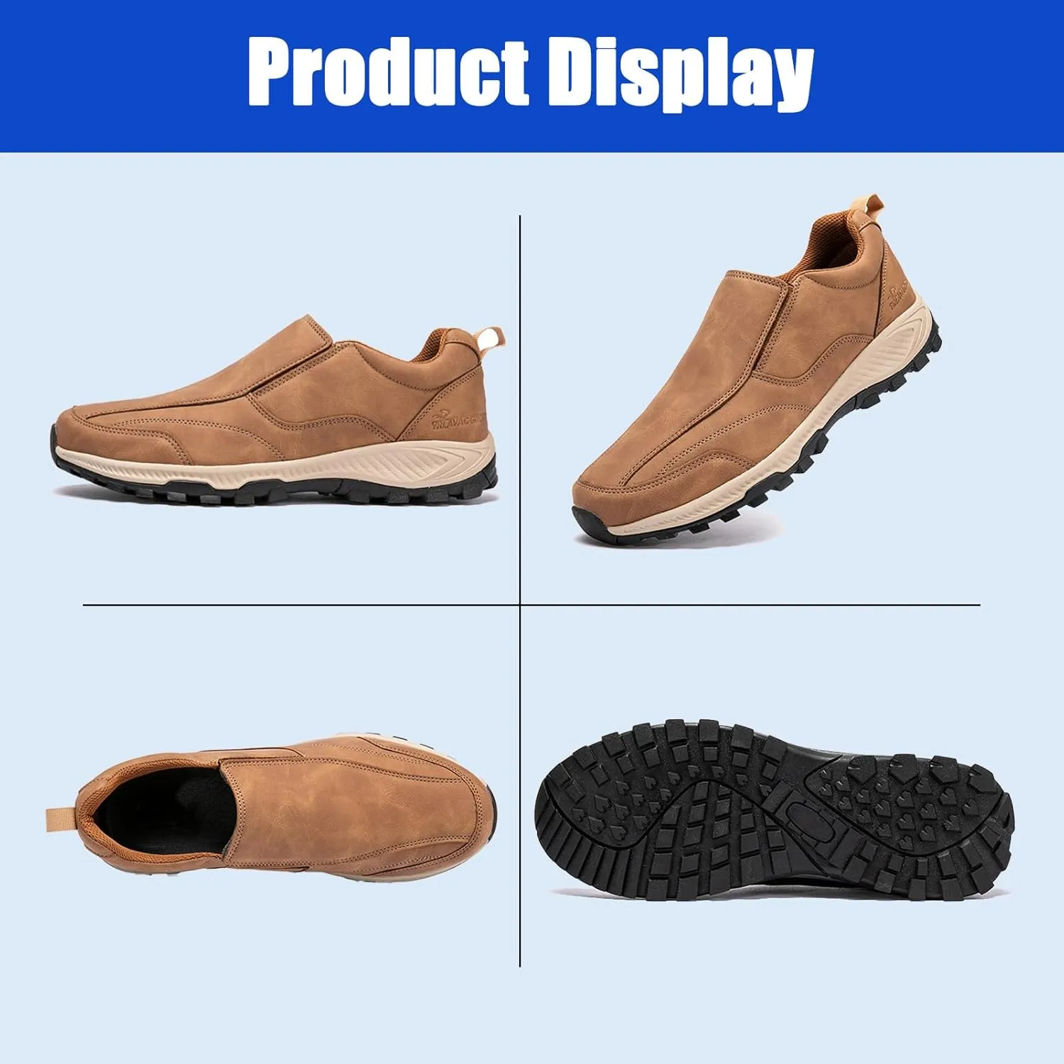 Hands-Free Slip On,Men Outdoor Walking Hiking Sneakers,Breathable Men Orthopedic Shoes,Mens Extra Wide Fit Trainers,Waterproof Lightweight Sports Shoes (Yellow 44EU)