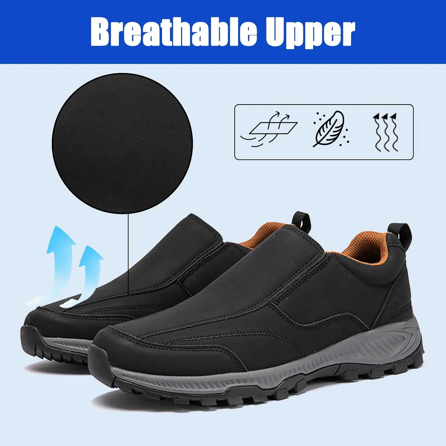 Hands-Free Slip On,Men Outdoor Walking Hiking Sneakers,Breathable Men Orthopedic Shoes,Mens Extra Wide Fit Trainers,Waterproof Lightweight Sports Shoes (Yellow 44EU)