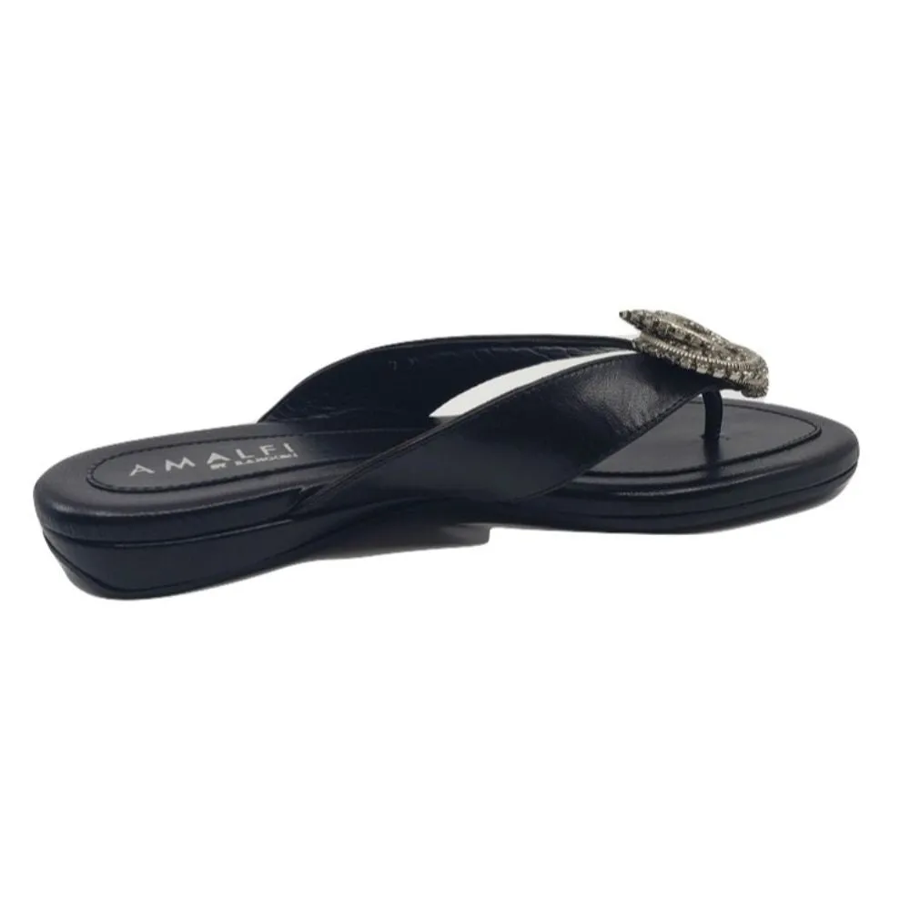 Igi Black Leather Amalfi Flat Sandals